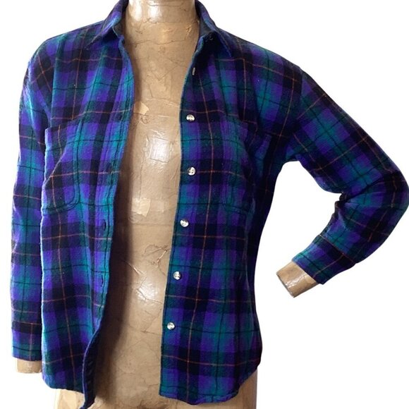 VTG REI Wool Nylon Plaid Button Down Shirt Sz S #325E - Picture 3 of 8